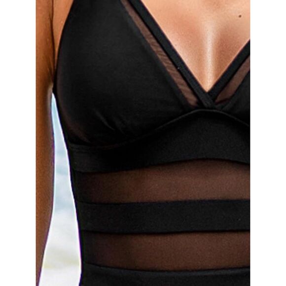 CUPSHE One Piece Swimsuit Deep V Neck Tummy Control Mesh Cutout in Size S - Picture 4 of 7